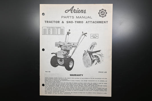 Ariens PM-8 (R) Tractor & Sno-Thro Attachment Parts Manual