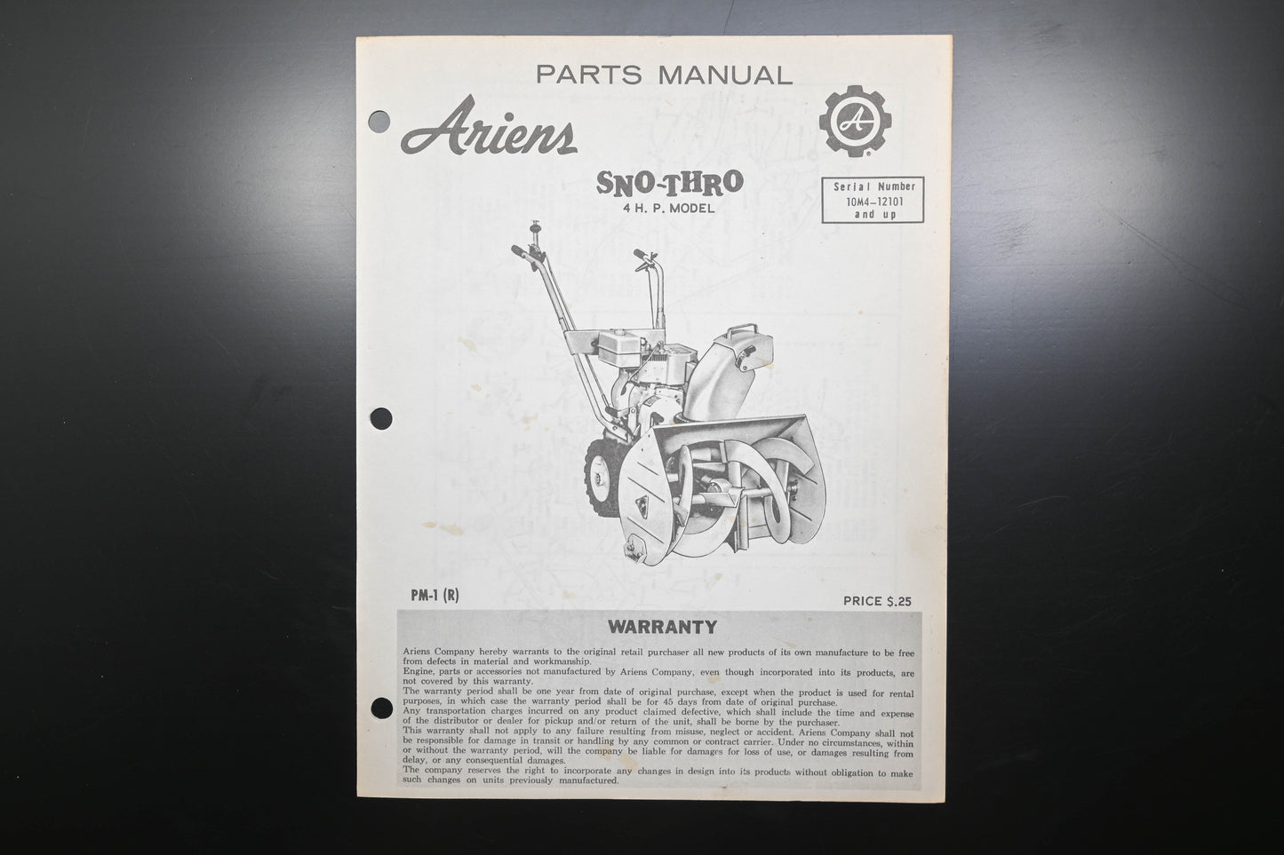 Ariens PM-1 (R) 4 HP Sno-Thro Parts Manual