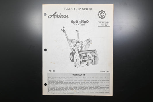 Ariens PM-1 (R) 4 HP Sno-Thro Parts Manual