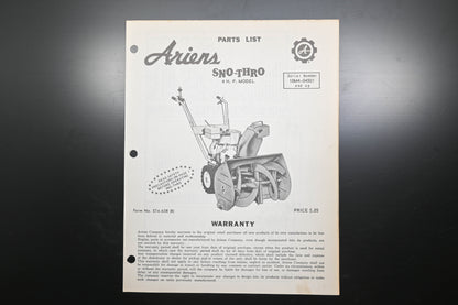 Ariens ST4-65R (R) 4 HP Sno-Thro Parts Manual