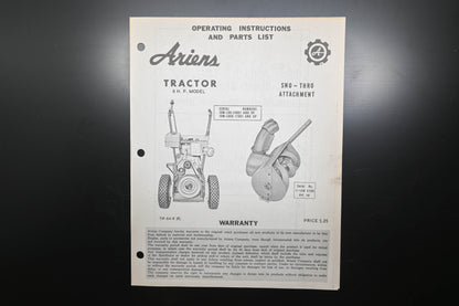 Ariens TIP-64-R (R) 6 HP Tractor & Sno-Thro Attachment Parts Manual
