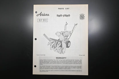 Ariens ST-63-R1 (R) Sno-Thro Parts Manual