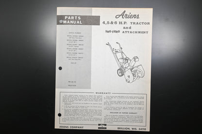 Ariens PM-22-73 4-6 HP Tractor & Sno-Thro Attachment Parts Manual