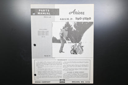 Ariens PM-22-72 4 & 5 HP Sno-Thro Parts Manual