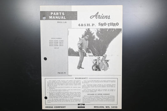 Ariens PM-22-72 4 & 5 HP Sno-Thro Parts Manual