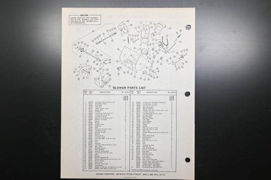 Ariens PM-22-72 4 & 5 HP Sno-Thro Parts Manual