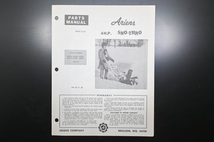 Ariens PM-22-71 (R) 4 HP Sno-Thro Parts Manual