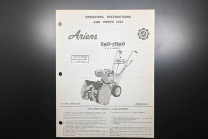 Ariens FHST-68 (R) 4 HP Sno-Thro Parts Manual