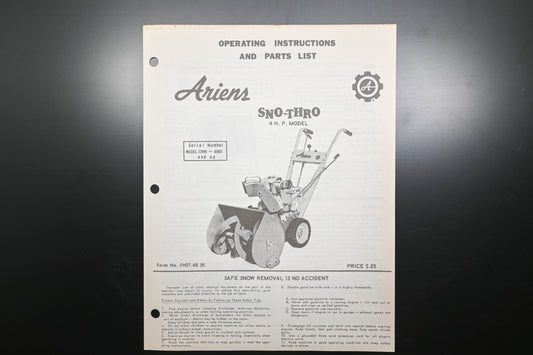 Ariens FHST-68 (R) 4 HP Sno-Thro Parts Manual