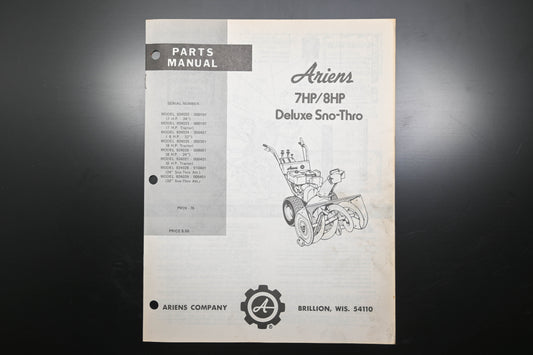 Ariens PM24-76 7 & 8 HP Deluxe Sno-Thro Parts Manual