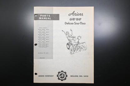Ariens PM-24-75 6 & 8 HP Deluxe Sno-Thro Parts Manual