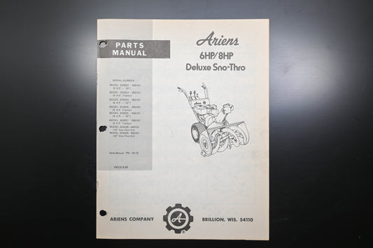Ariens PM-24-75 6 & 8 HP Deluxe Sno-Thro Parts Manual
