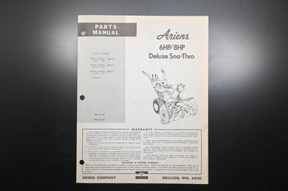 Ariens PM-24-74 6 & 8 HP Deluxe Sno-Thro Parts Manual
