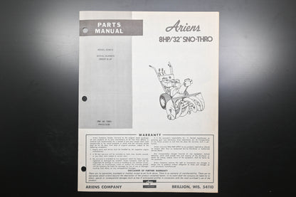 Ariens PM-24-73R1 8 HP 32" Sno-Thro Parts Manual