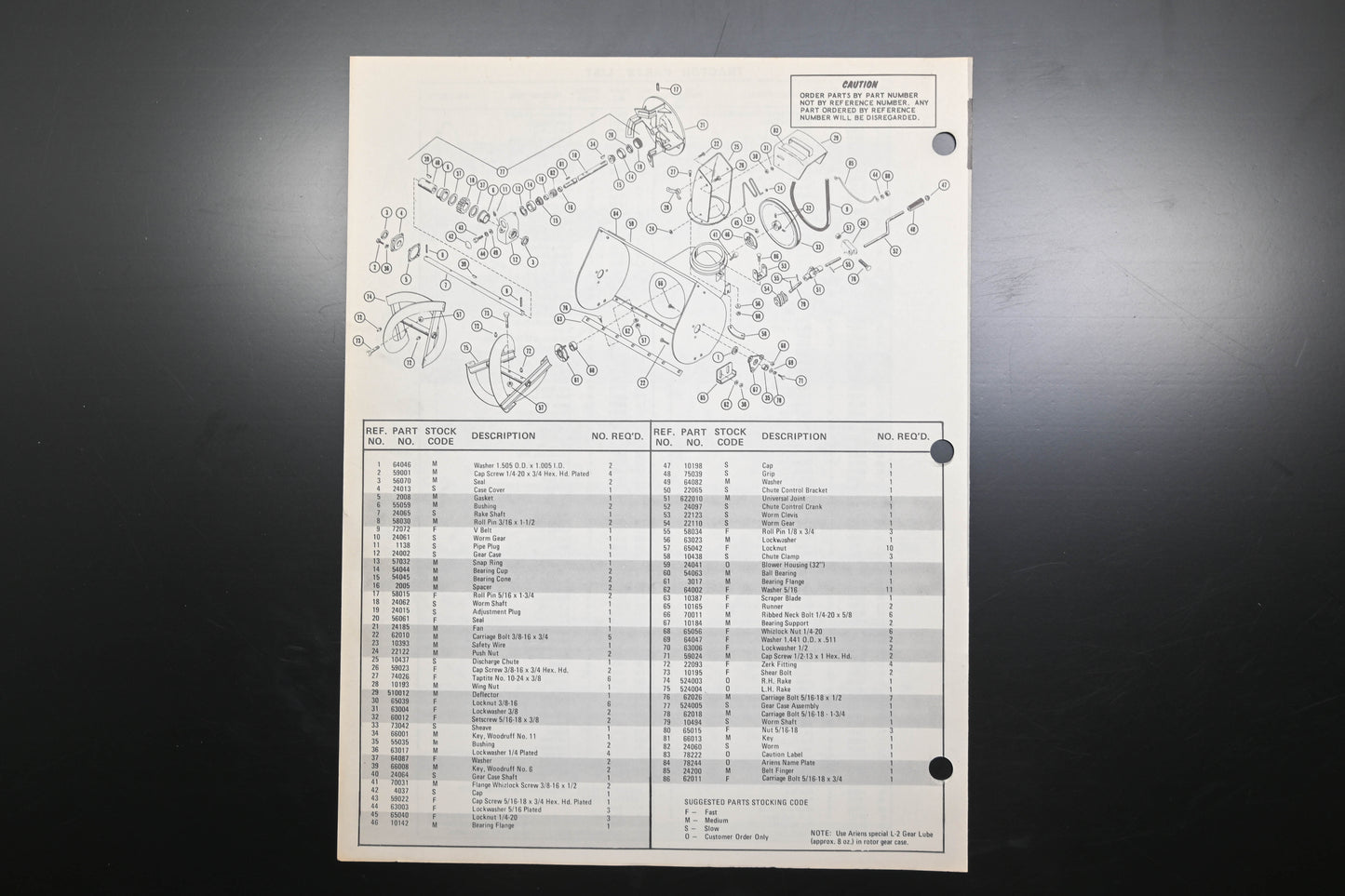 Ariens PM-24-73R1 8 HP 32" Sno-Thro Parts Manual
