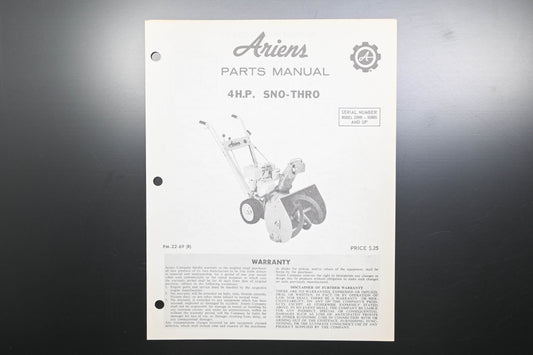 Ariens PM-22-69 (R) 4 HP Sno-Thro Parts Manual