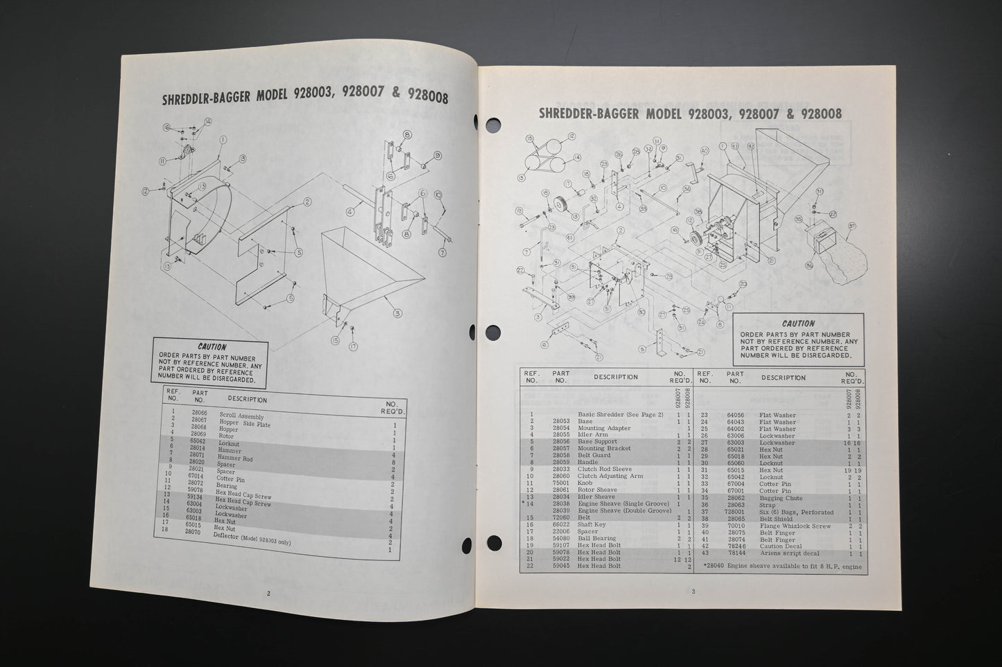 Ariens PM-28-73R1 Shredder Grinder Bagger Chipper Parts Manual