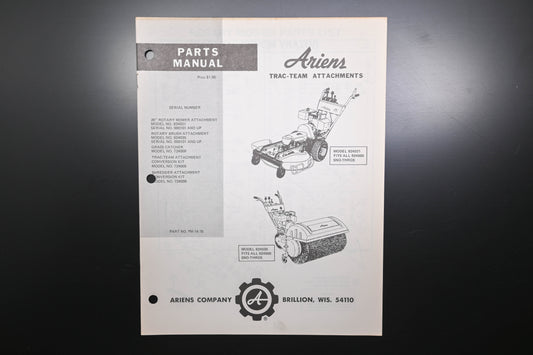 Ariens PM-14-76 Trac-Team Attachments Parts Manual