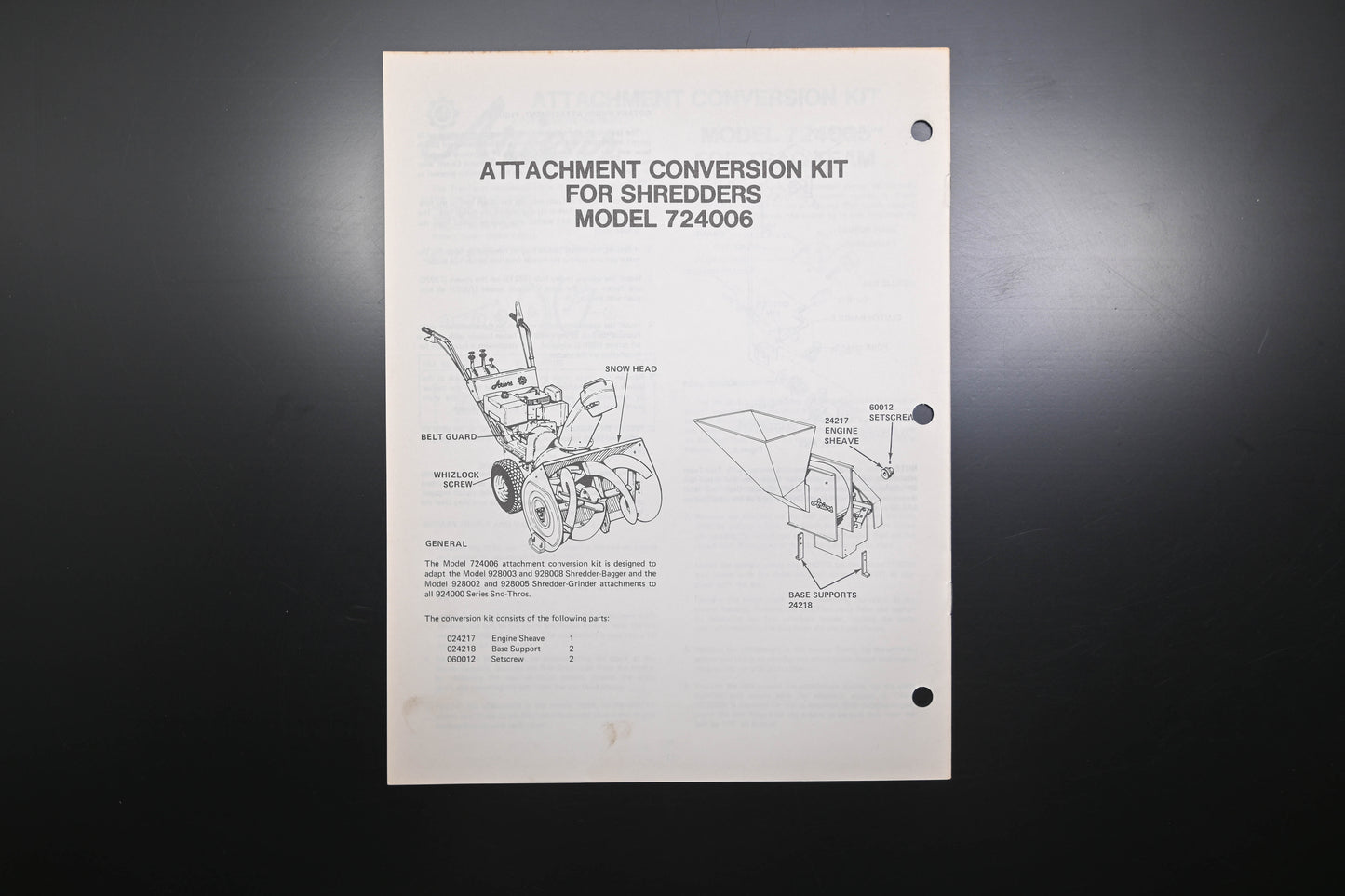 Ariens PM-14-76 Trac-Team Attachments Parts Manual