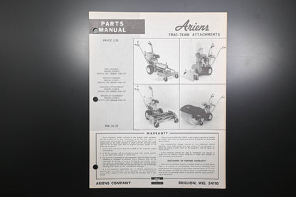 Ariens PM-14-72 Trac-Team Attachments Parts Manual