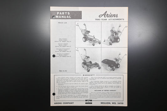 Ariens PM-14-72 Trac-Team Attachments Parts Manual