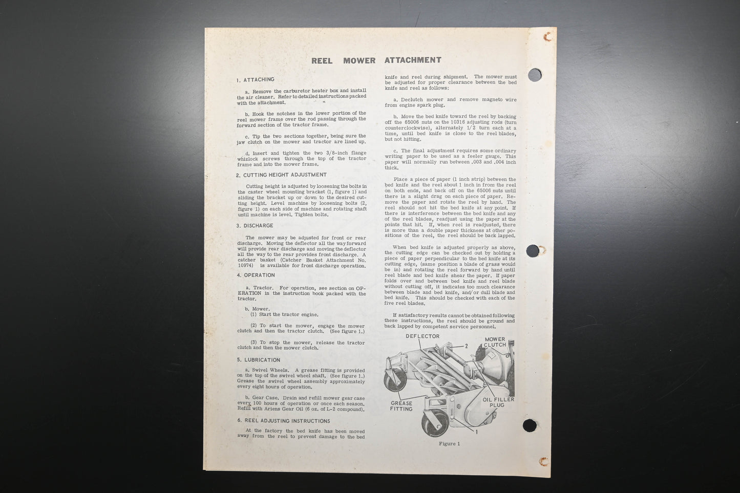 Ariens REEL-68 (R) Reel Mower Attachment Operating Instructions & Parts List