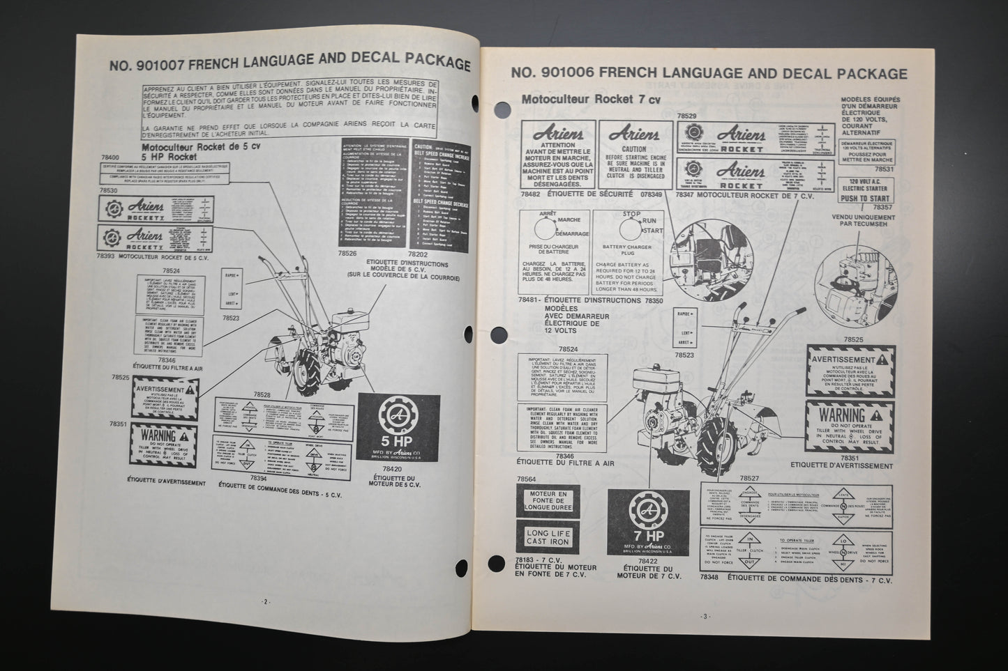 Ariens PM-1-79 Series 901000 Rocket Tillers Parts Manual