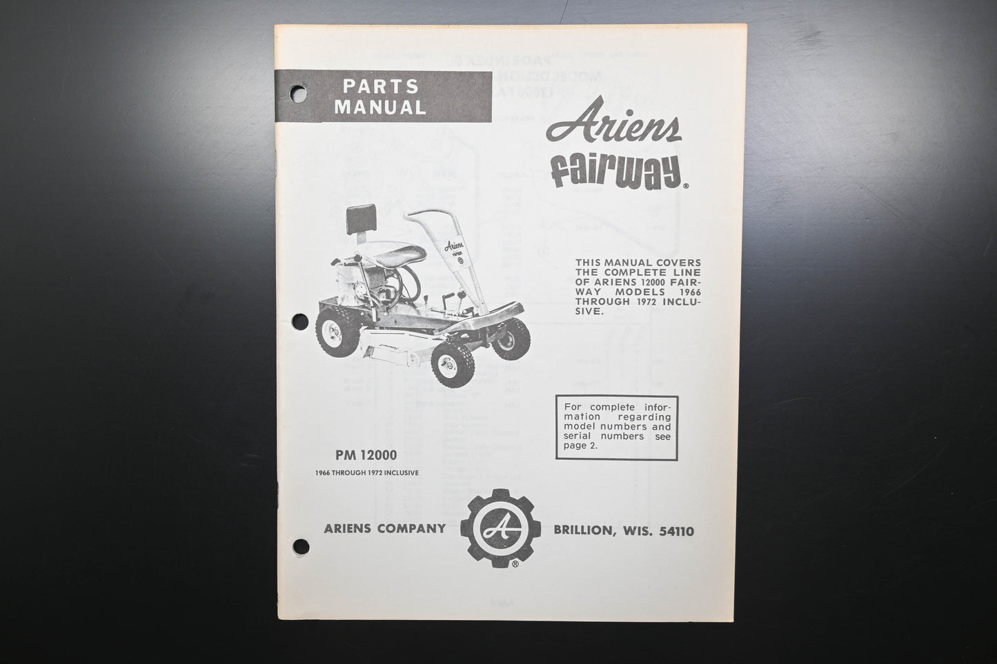 Ariens PM-12000 66-72 Fairway Tractor Parts Manual