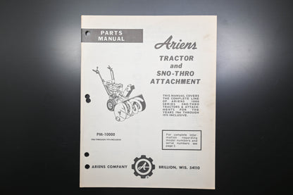 Ariens PM-10000 Tractor & Sno-Thro Attachment Parts Manual