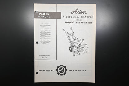 Ariens PM-22-77 4-6 HP Tractor & Sno-Thro Attachment Parts Manual
