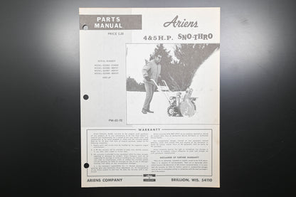 Ariens PM-22-72 4 & 5 HP Sno-Thro Parts Manual