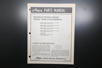 Ariens PM-14-79 924000 & 932000 Track Team Attachments Parts Manual