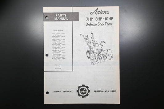 Ariens PM24-77 7 8 & 10 HP Deluxe Sno-Thro Parts Manual