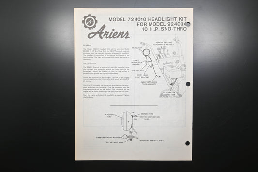 Ariens PM24-77 7 8 & 10 HP Deluxe Sno-Thro Parts Manual