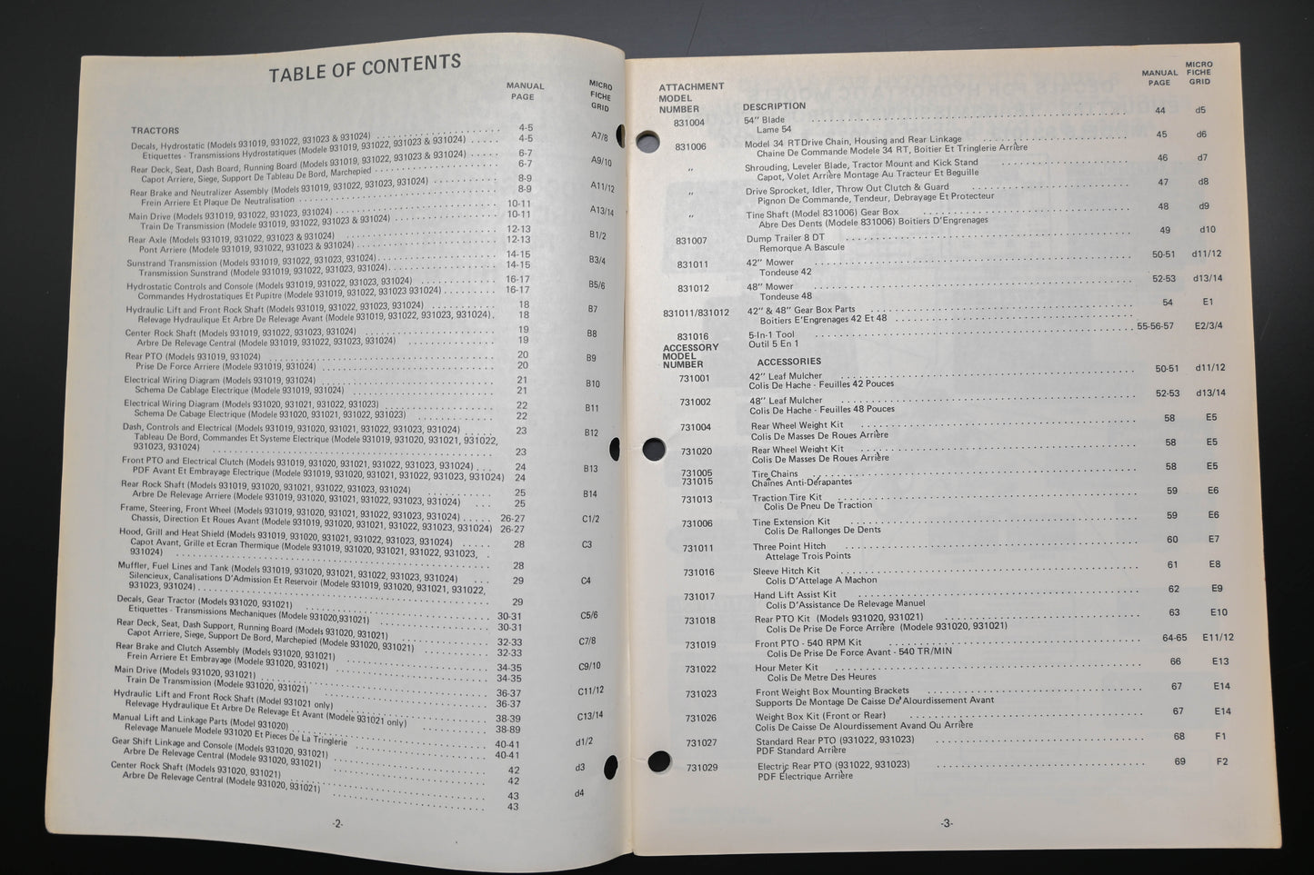 Ariens PM-31-79 31000 Series Garden Tractors Parts Manual