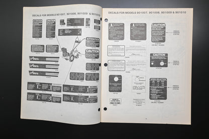 Ariens PM-1-80 901000 Series Rear Tine Tillers Parts Manual