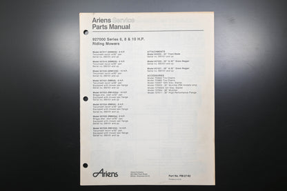 Ariens PM-27-82 927000 Series Riding Mowers Parts Manual