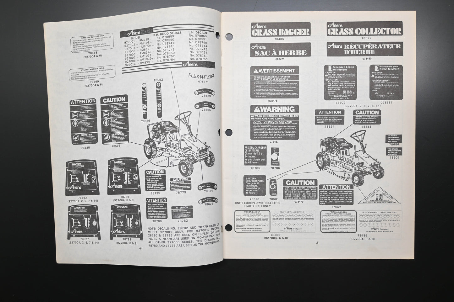 Ariens PM-27-80 927000 Series Riding Mowers Parts Manual