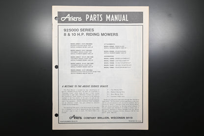 Ariens PM-25-79 925000 Series Riding Mowers Parts Manual