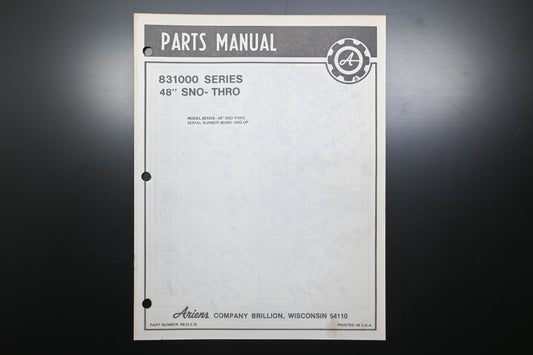 Ariens PM-31-S-78 831000 Series 48" Sno-Thro Parts Manual