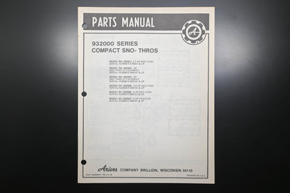 Ariens PM-32-78 932000 Series Compact Sno-Thros Parts Manual