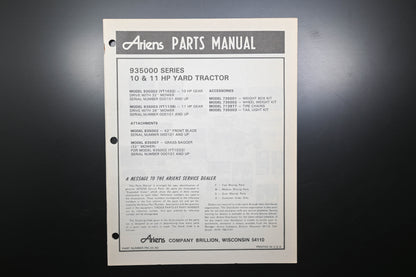Ariens PM-35-80 935000 Series Yard Tractor Parts Manual