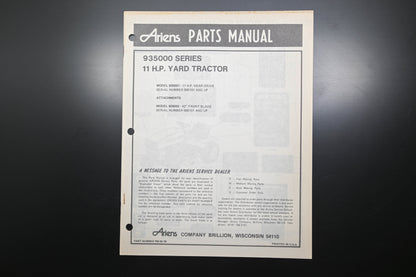 Ariens PM-35-79 935000 Series Yard Tractor Parts Manual