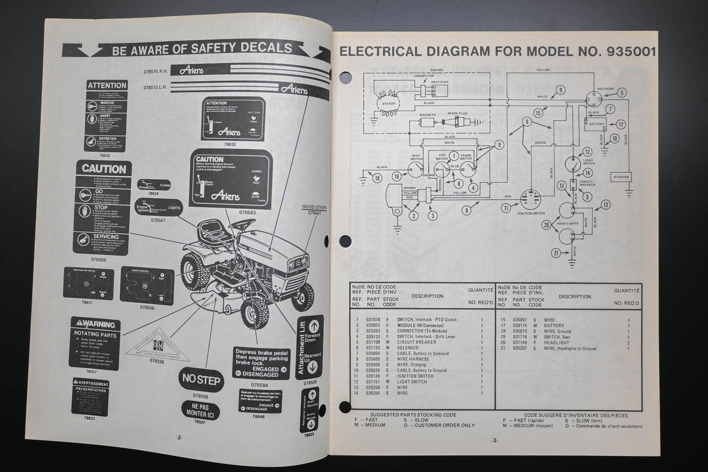 Ariens PM-35-79 935000 Series Yard Tractor Parts Manual