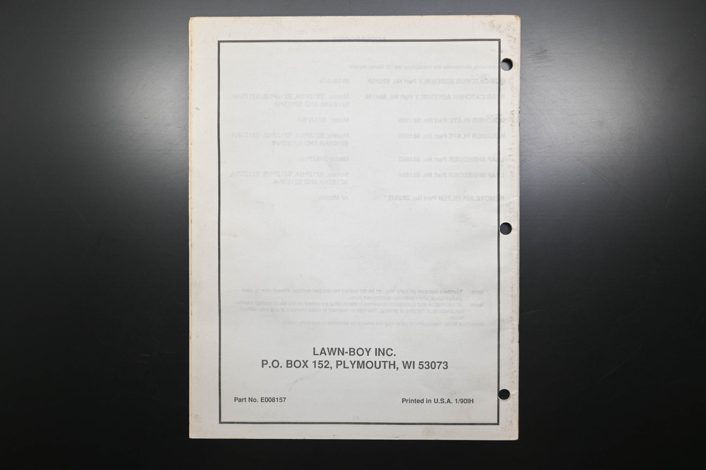 Lawn-Boy E008157 S19ZPNA S21ZPNA S21ZPNB S21BSNA S21ESNA Parts Catalog