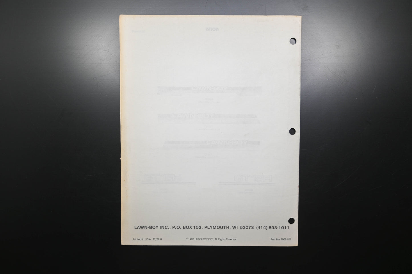 Lawn-Boy E008149 1990 Garden Tractor Parts Catalog