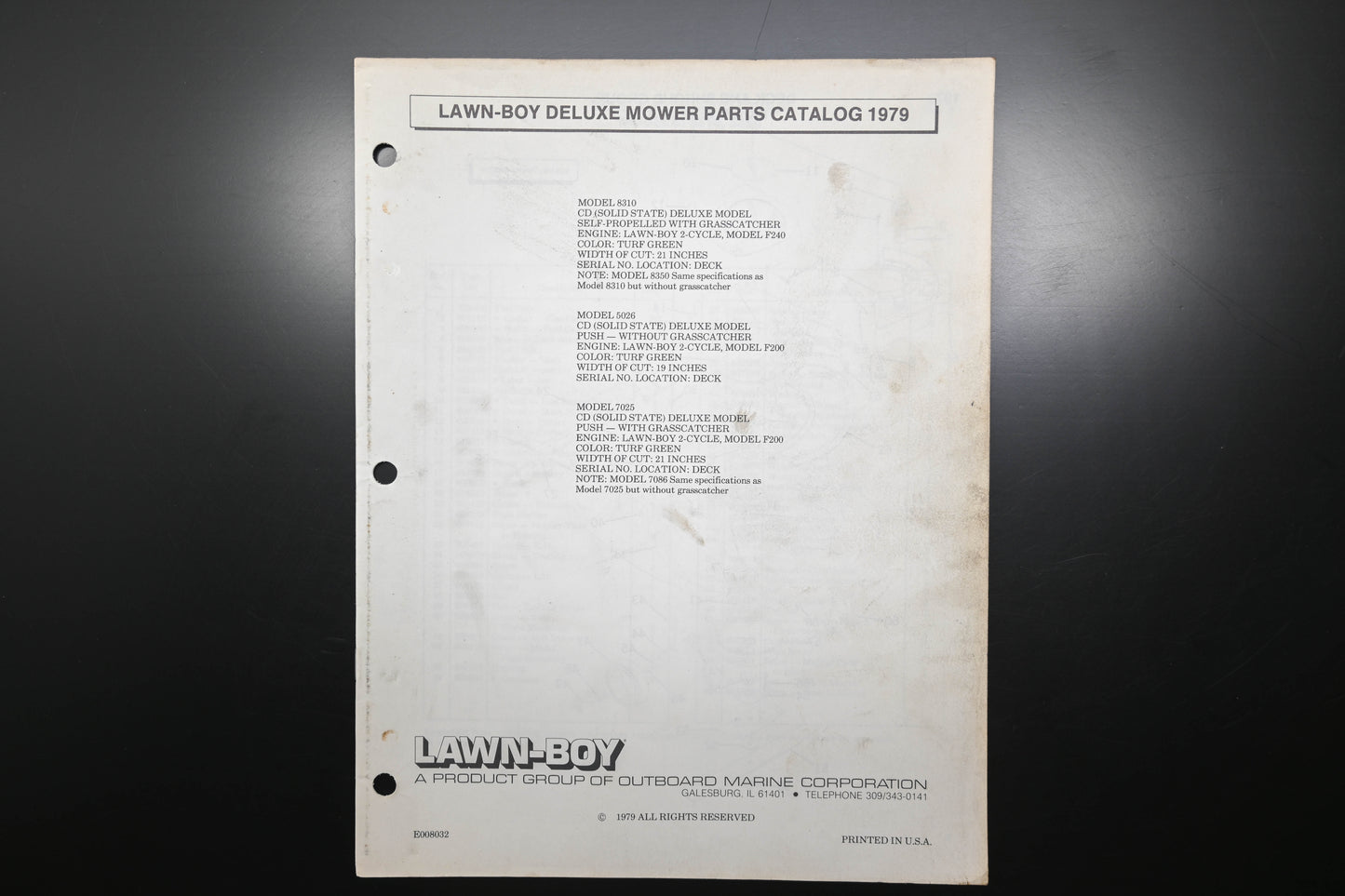 Lawn-Boy E008032 79 Deluxe Mower Parts Catalog