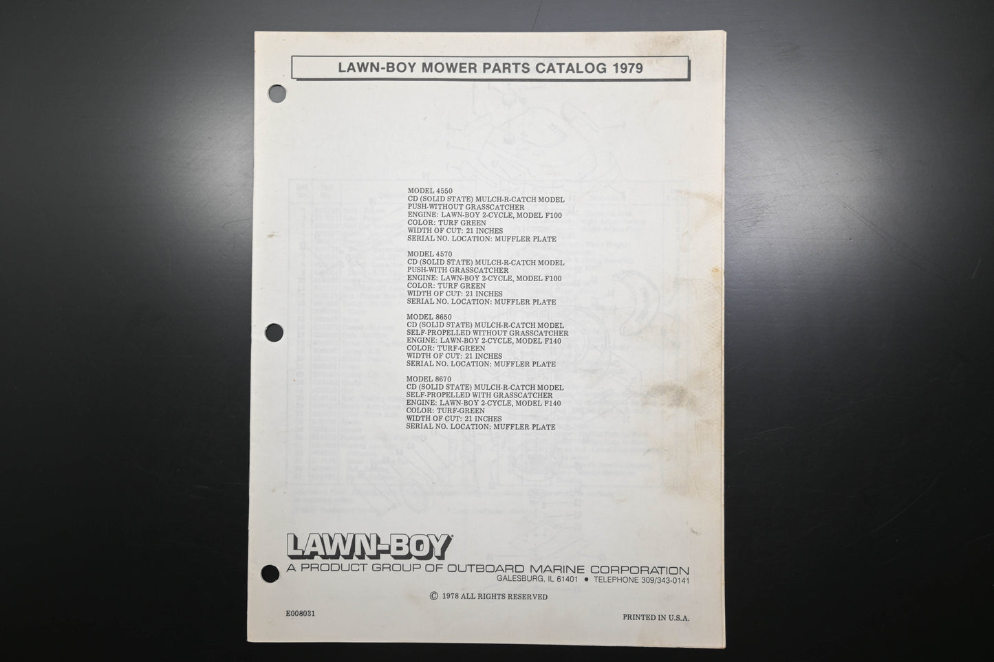 Lawn-Boy E008031 79 Mower Parts Catalog