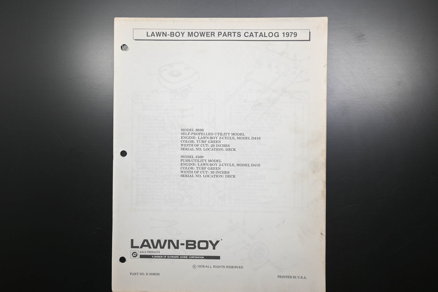 Lawn-Boy E008030 79 Mower Parts Catalog