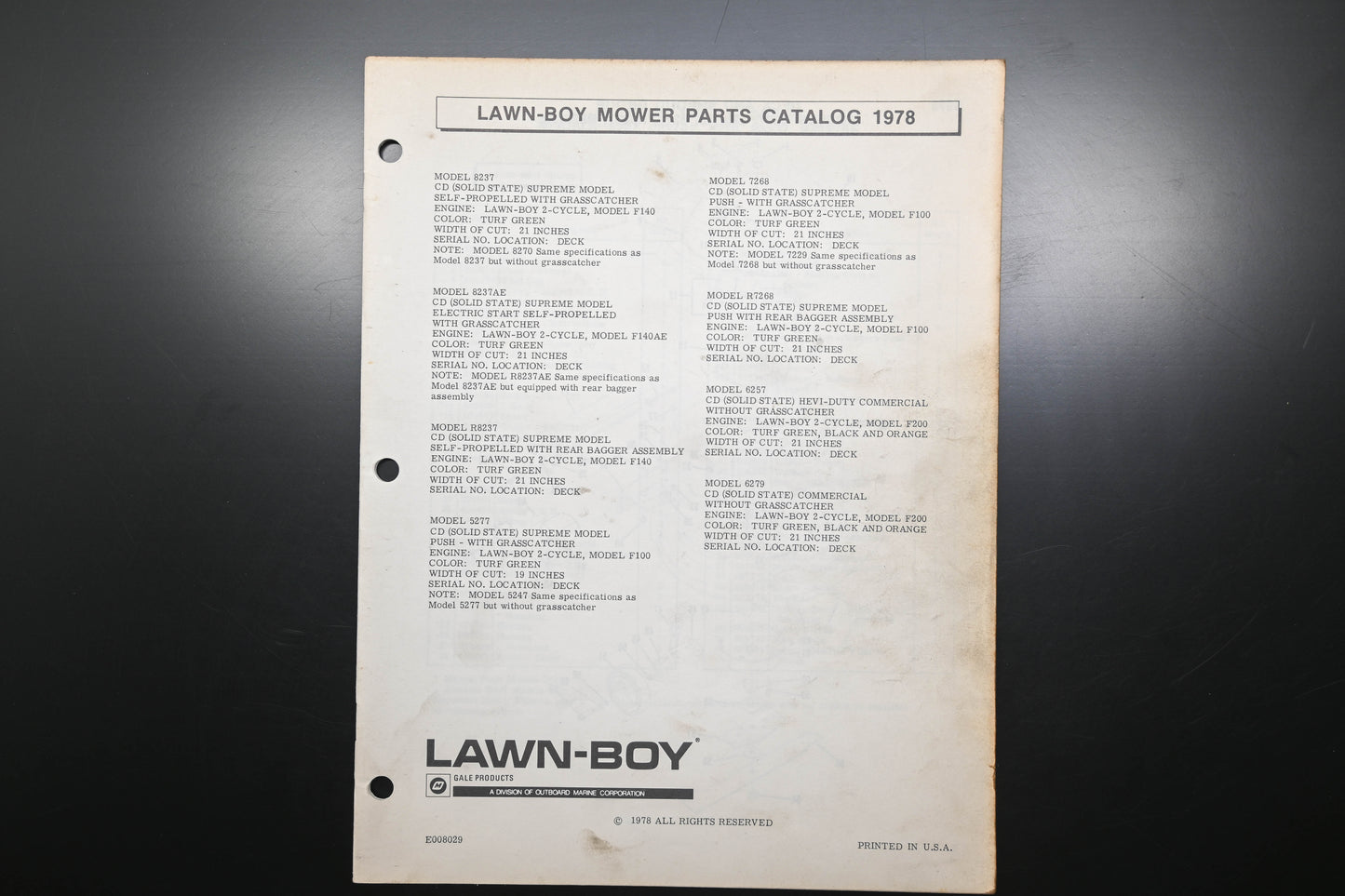 Lawn-Boy E008029 78 Mower Parts Catalog